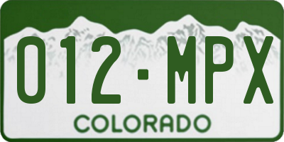 CO license plate 012MPX