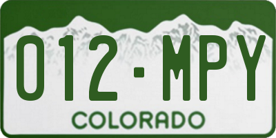 CO license plate 012MPY