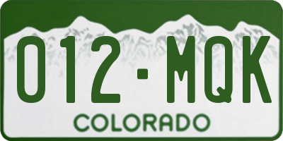 CO license plate 012MQK