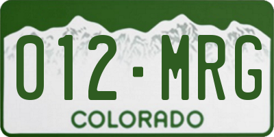 CO license plate 012MRG