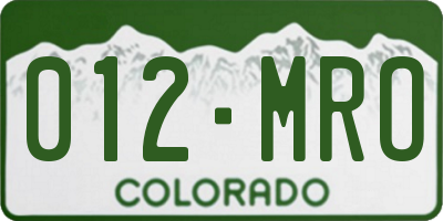 CO license plate 012MRO