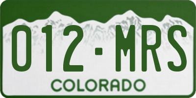 CO license plate 012MRS