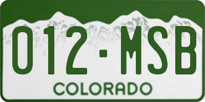 CO license plate 012MSB