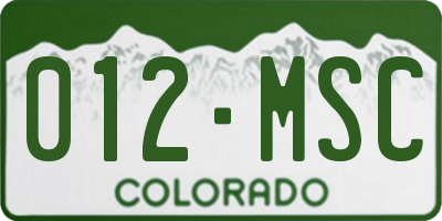 CO license plate 012MSC