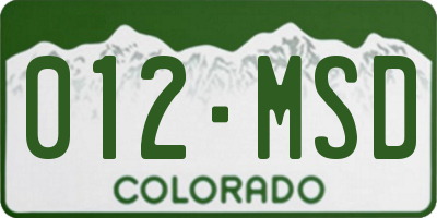 CO license plate 012MSD