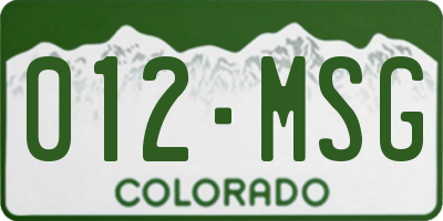 CO license plate 012MSG