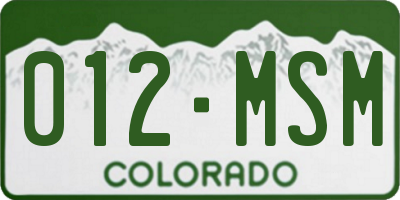 CO license plate 012MSM