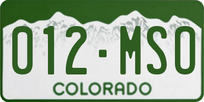 CO license plate 012MSO
