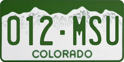 CO license plate 012MSU