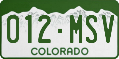 CO license plate 012MSV