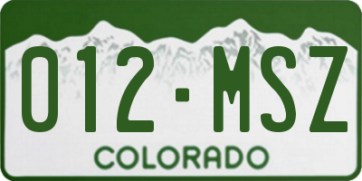 CO license plate 012MSZ