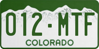 CO license plate 012MTF