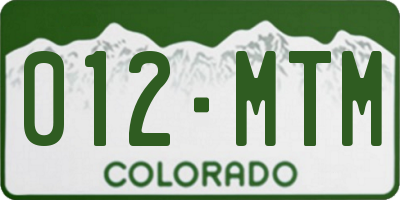 CO license plate 012MTM