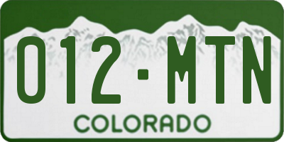CO license plate 012MTN