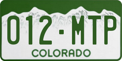 CO license plate 012MTP