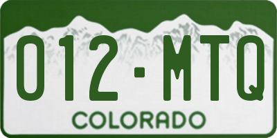 CO license plate 012MTQ