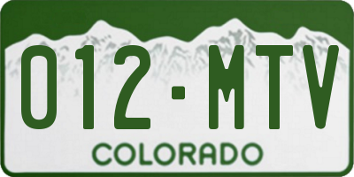 CO license plate 012MTV