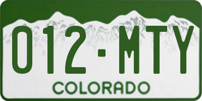 CO license plate 012MTY