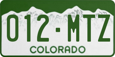 CO license plate 012MTZ