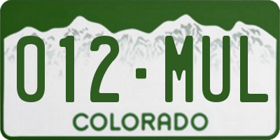 CO license plate 012MUL