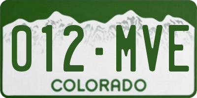 CO license plate 012MVE