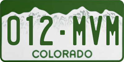 CO license plate 012MVM