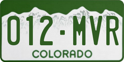 CO license plate 012MVR