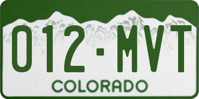 CO license plate 012MVT