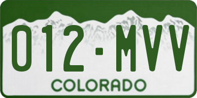 CO license plate 012MVV