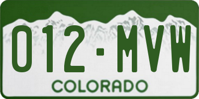 CO license plate 012MVW