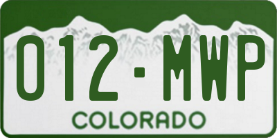 CO license plate 012MWP