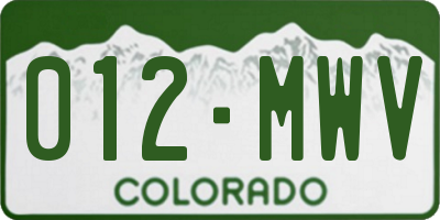 CO license plate 012MWV