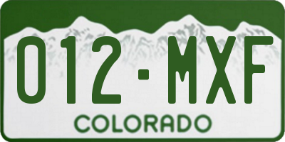 CO license plate 012MXF