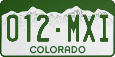 CO license plate 012MXI