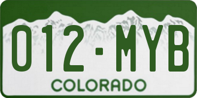 CO license plate 012MYB