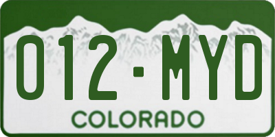 CO license plate 012MYD