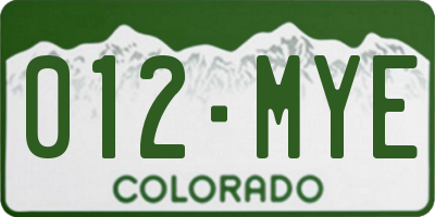 CO license plate 012MYE