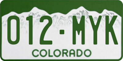 CO license plate 012MYK