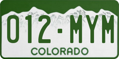 CO license plate 012MYM