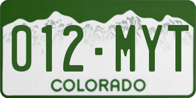 CO license plate 012MYT