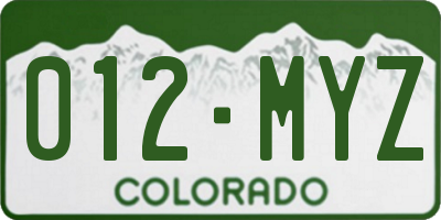 CO license plate 012MYZ