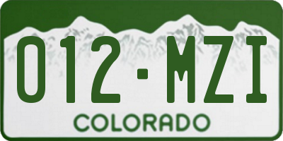 CO license plate 012MZI
