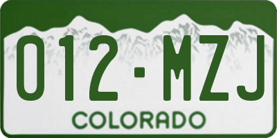 CO license plate 012MZJ