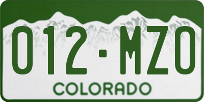 CO license plate 012MZO
