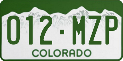 CO license plate 012MZP