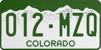 CO license plate 012MZQ