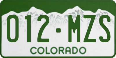 CO license plate 012MZS