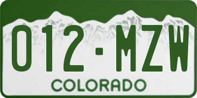 CO license plate 012MZW