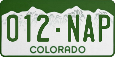 CO license plate 012NAP