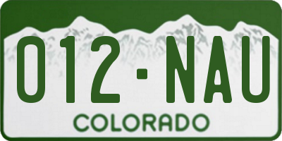 CO license plate 012NAU